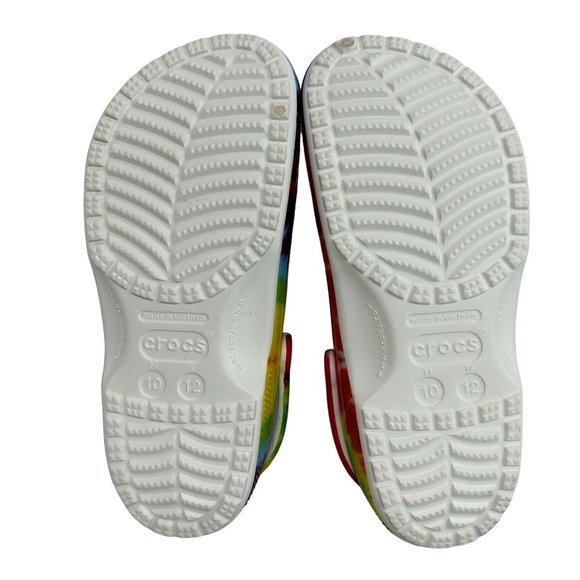 CROCS Baya Tie Dye Clog Slippers Graphic Foam Slide Unisex Mens 10 Womens 12 - Picture 8 of 9